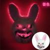 Halloween Luminous Animal Mask Horror Bloody Rabbit Bear Decoration Prop Simulation Fur Mask Role Playing Costume Party Decorati