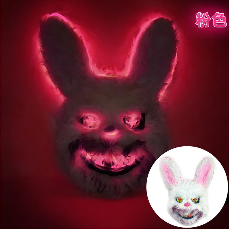 Halloween Luminous Animal Mask Horror Bloody Rabbit Bear Decoration Prop Simulation Fur Mask Role Playing Costume Party Decorati