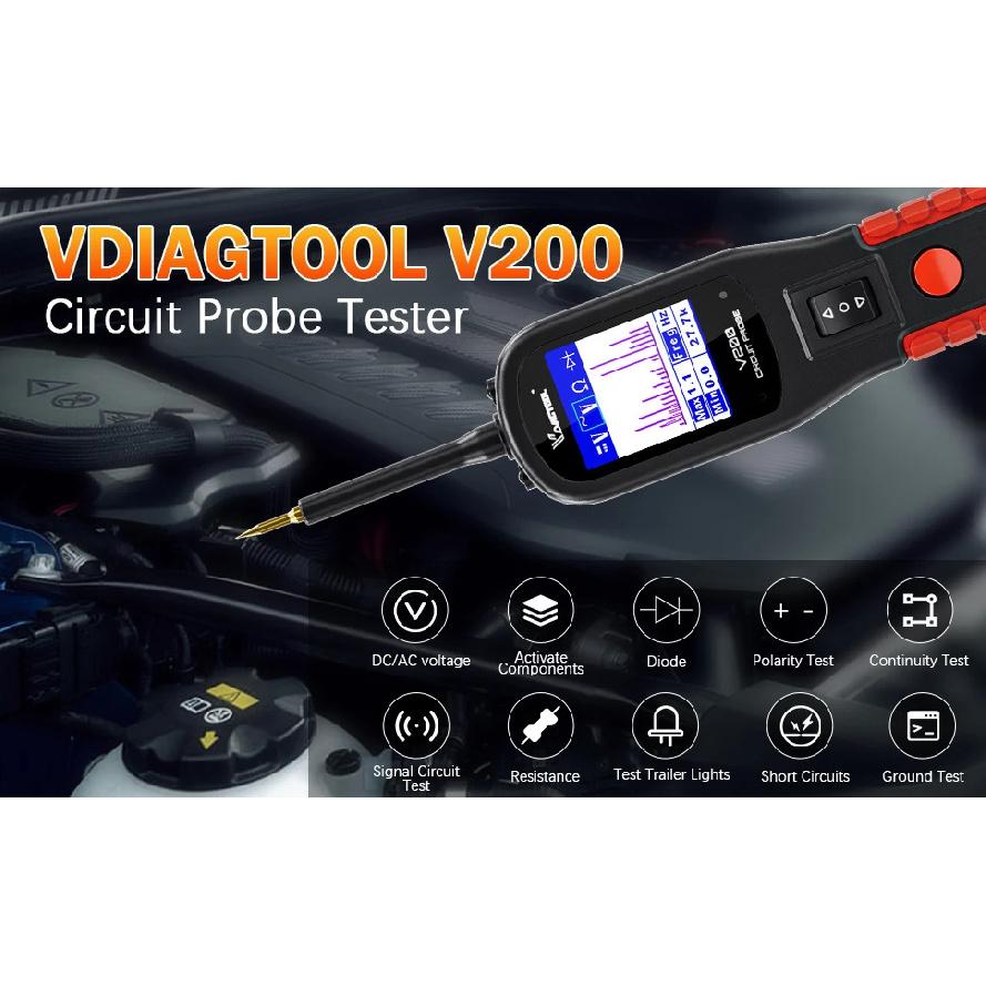 VDIAGTOOL V200 Автомобильный электрический тестер цепи 6В-30В Автомобильный набор зондов питания Тестер электрической системы ЖК-дисплей Тестер напряжения