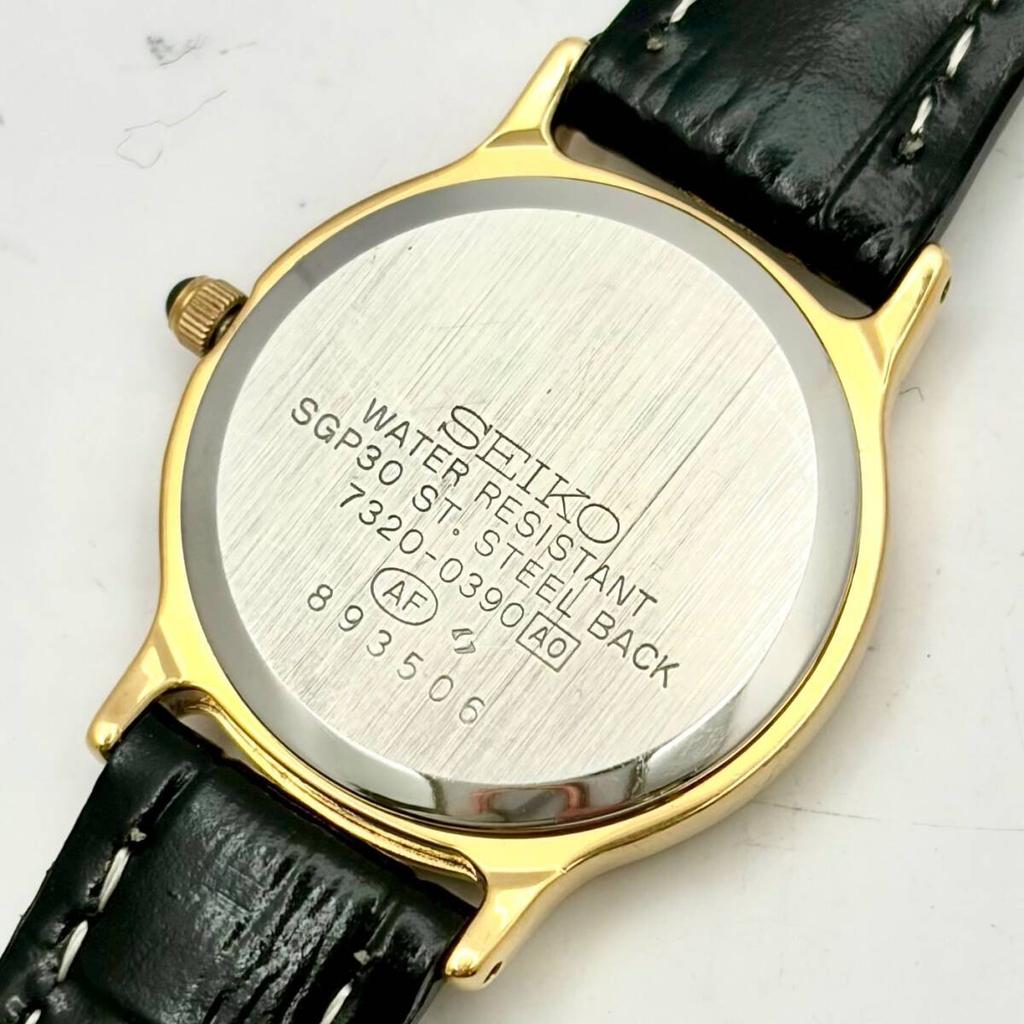 SEIKO Exceline Римские цифры Новый ремешок [Отличное состояние/ Новая батарейка] Женские часы, Золотой, Цифры, 7320-0390 893506
