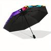 1pc Colorful Owl Mandala Folding Umbrella With Excellent UV Protection, 8 Ribs Casual Durable Lightweight Portable Travelling Umbrella For M