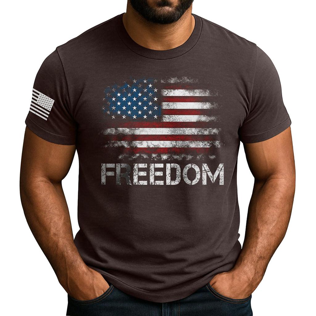 Мужская популярная футболка с принтом, круглым вырезом и коротким рукавом