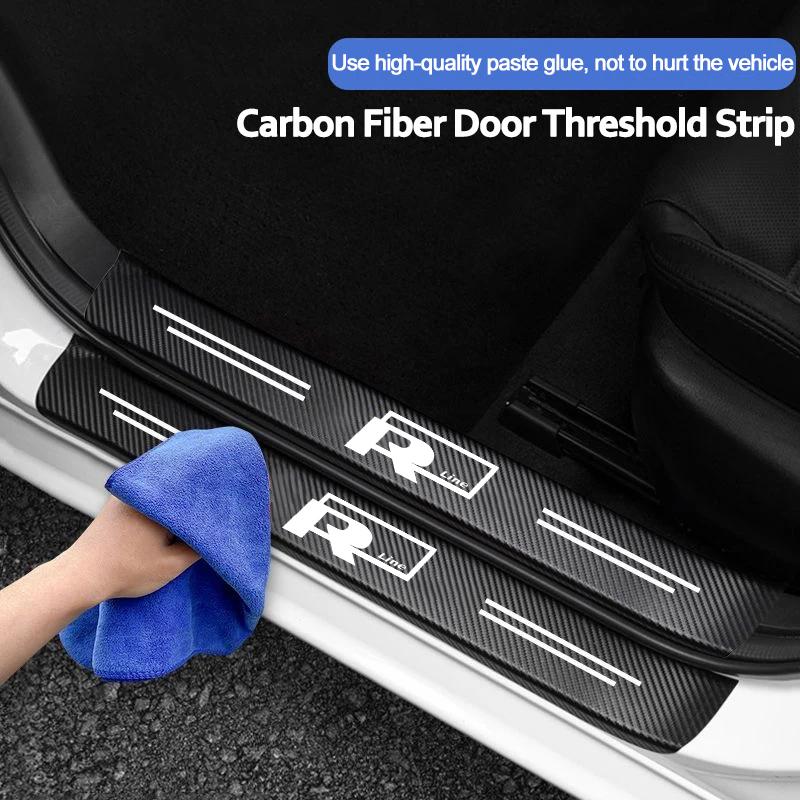 RSQ1 VW 2026 Hot 5Pcs Car Door Sill Plate Sticker Anti-scratch Strip Trunk Protection Decals For Volkswagen Rline T-Cross Arteon Mago