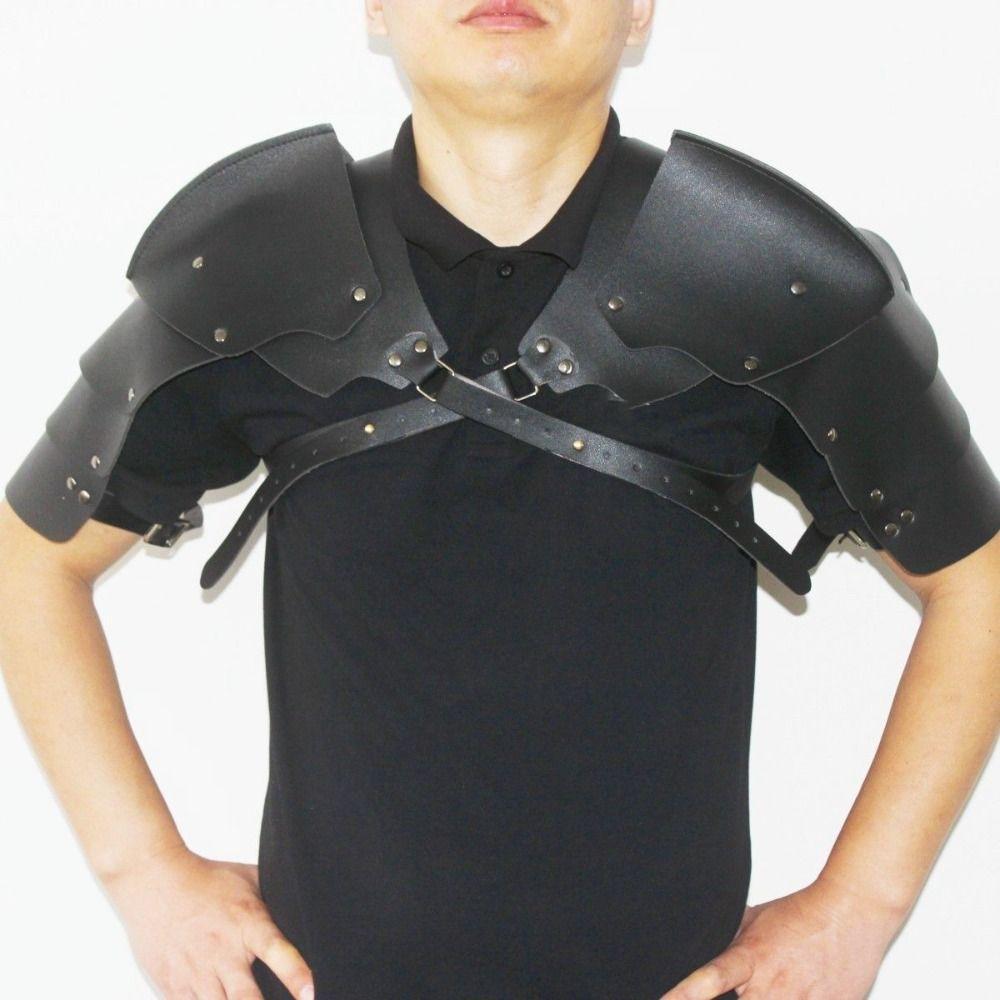 Cloak Leather Harness Black PU Leather Pu Shoulder Armor Medieval Viking Guards Medieval Cosplay