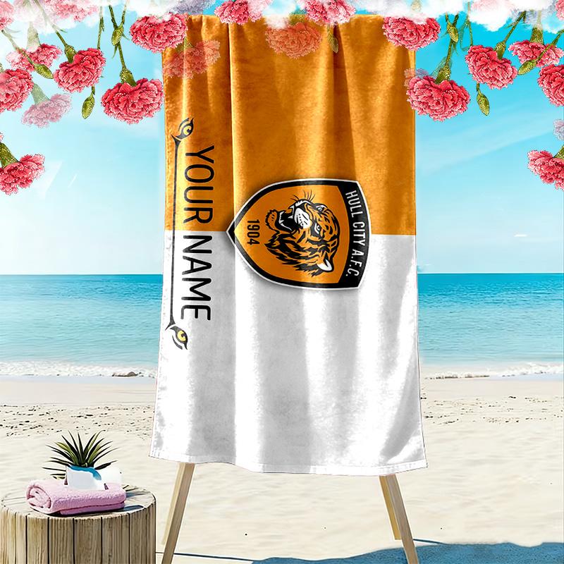Полотенце для пляжа с принтом Hull City A.F.C, Большое Мягкое Быстросохнущее Полотенце для Пляжа Кемпинга Плавания