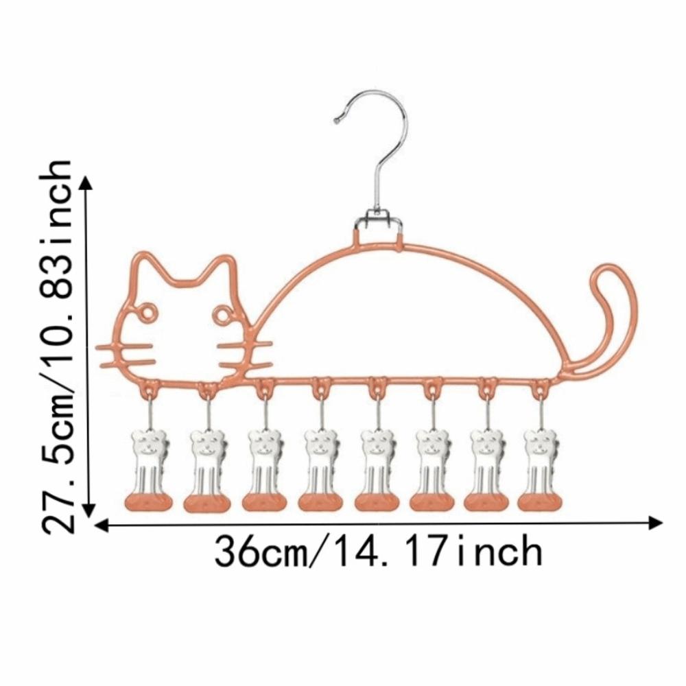 Cat Shape Socks Drying Rack Windproof Clothes Hanger Underwear Drying Clips Indoor Outdoor Use