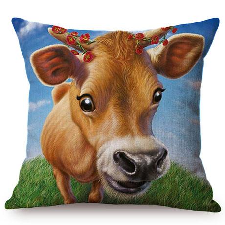 Nordic Highland Farm Animal Cow 3D Oil Painting Art Home Decorative Sofa Throw Pillow Case Museum Gallery Decor Cushion Cover