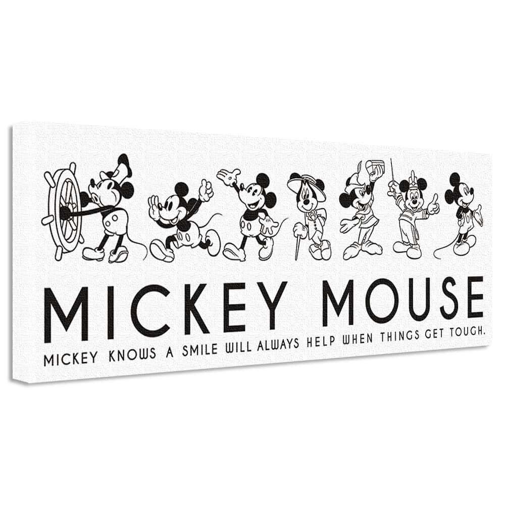 Disney Mickey Mouse Art Panel 30cm X Wide Size Made In Japan Poster Stylish Interior Makeover Living Room Interior Monochrome Simple Character Fabric