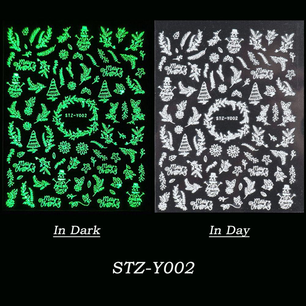 Клейкие наклейки Слайдер для дизайна ногтей DIY Маникюр Наклейка для ногтей 3D Светящиеся Рождественские Белые Снежинки