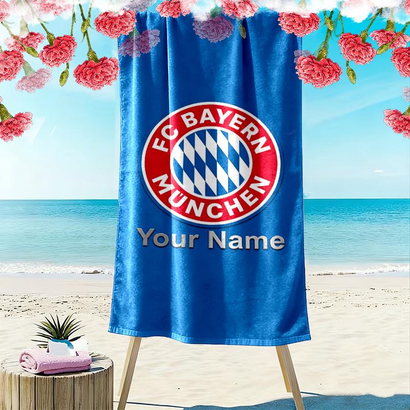 Custom Name FC Bayern Munich Print Beach Towel, Large Soft Quick Dry Towel for Beach Camping Swimming -HE212
