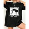 Black Oversize Women's Short-Sleeve T-Shirt with "AND INTO THE BARN I GO" Horse and Human Silhouette & Inspirational Text Print