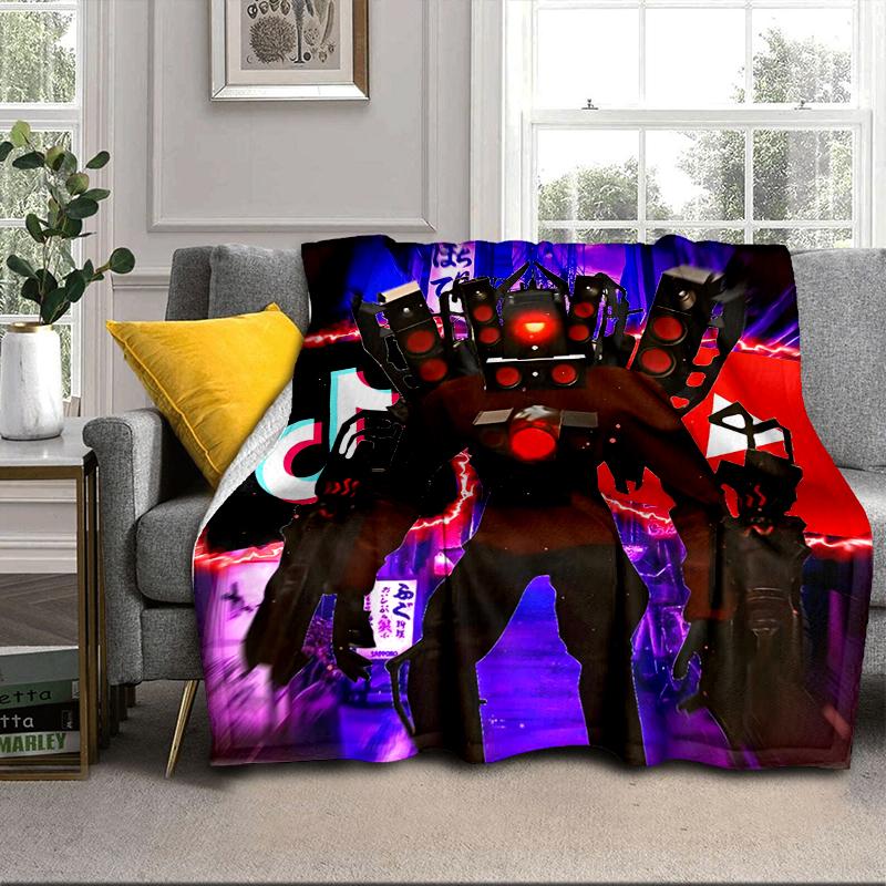 Robot Invasion Alert Blanket Flannel Blanket for bed, sofa, Camping, Hiking, Picnic Essentials, gift for family Fan gifts