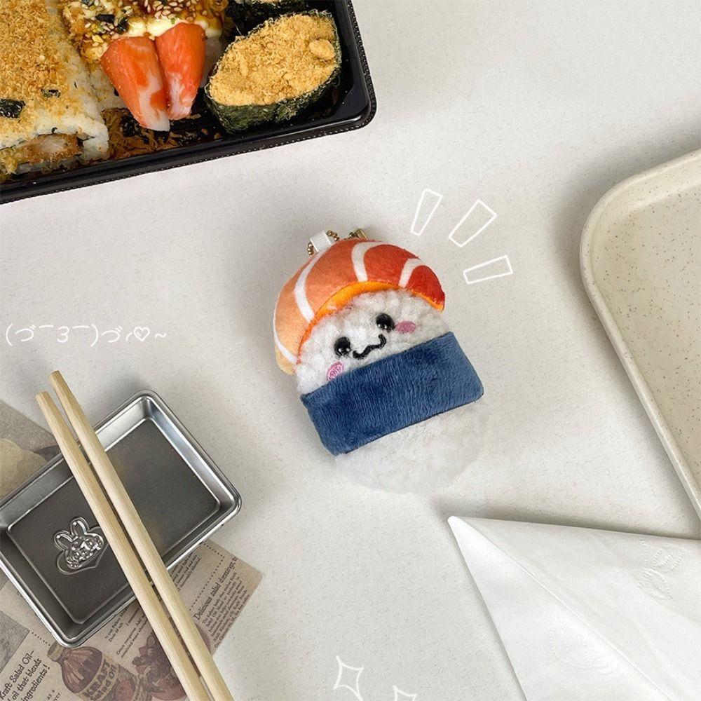 Cartoon Sushi Bag Pendant Kawaii Rice Plush Keyring Cute Salmon Keychain Kids