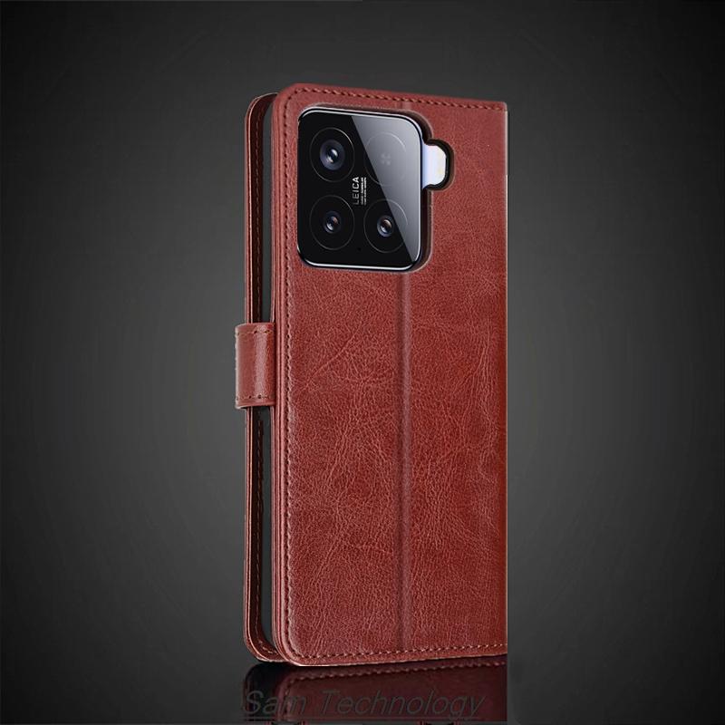 Чехол-держатель для карт для Xiaomi 15 Xiaomi15 Mi15 из искусственной кожи, откидной чехол-кошелек в стиле ретро, деловой чехол-книжка Fundas Coque