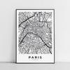 Постер карта Париж план города в черной раме