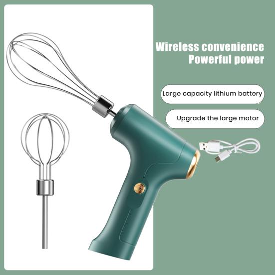 Беспроводной электрический венчик для взбивания яиц с двойной миксерной головкой, 3 скорости, портативный ручной венчик для торта, хлеба, десертов, ручной миксер