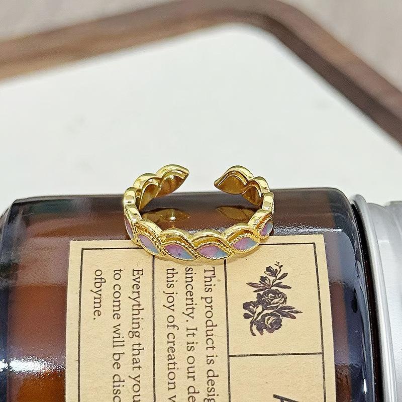 Дворцовый стиль Ретро Милый Крутой Красочный Эмаль Капельная Глазурь Темперамент Кольцо Женское Цветочное Нишевое Кольцо