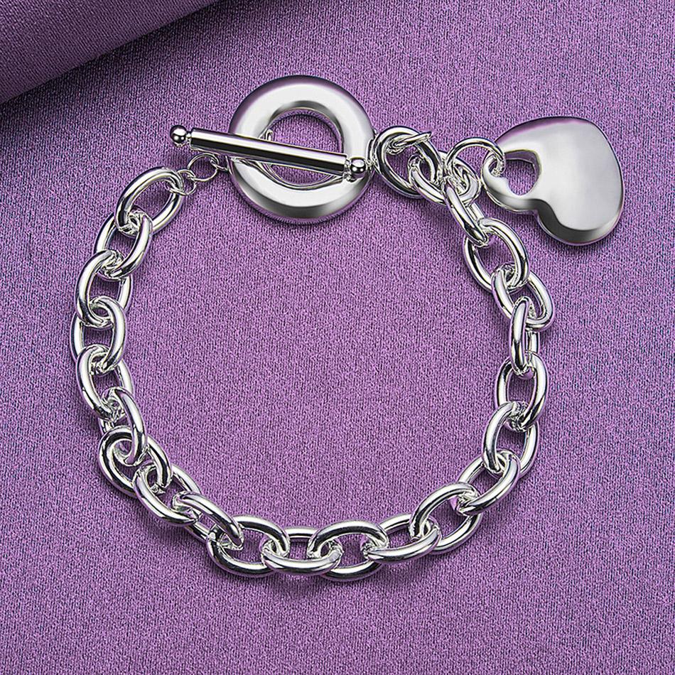 CHSHINE 925 Sterling Silver Solid Heart Bracelet OT Chain For Women Wedding Party Fashion Charm Jewelry