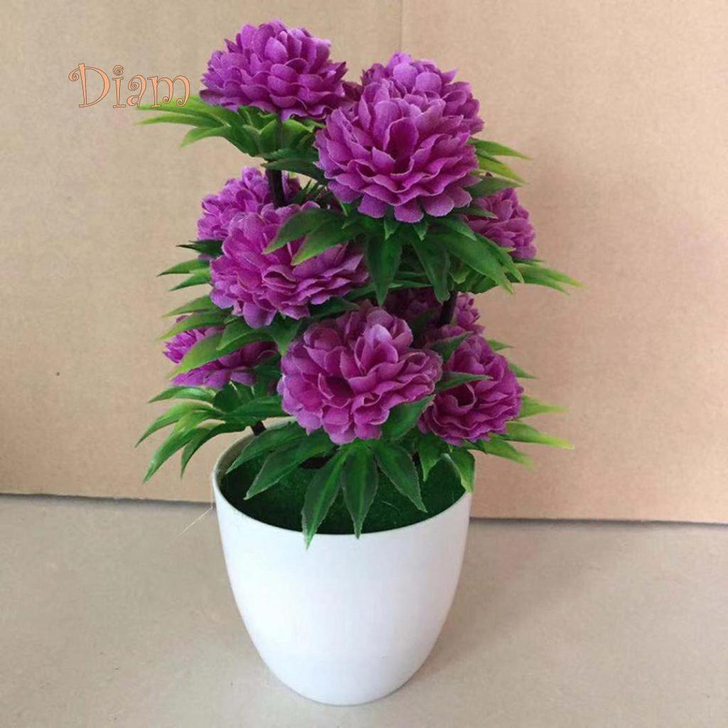 Яркое искусственное растение бонсай из хризантемы в белом горшке для домашнего декора