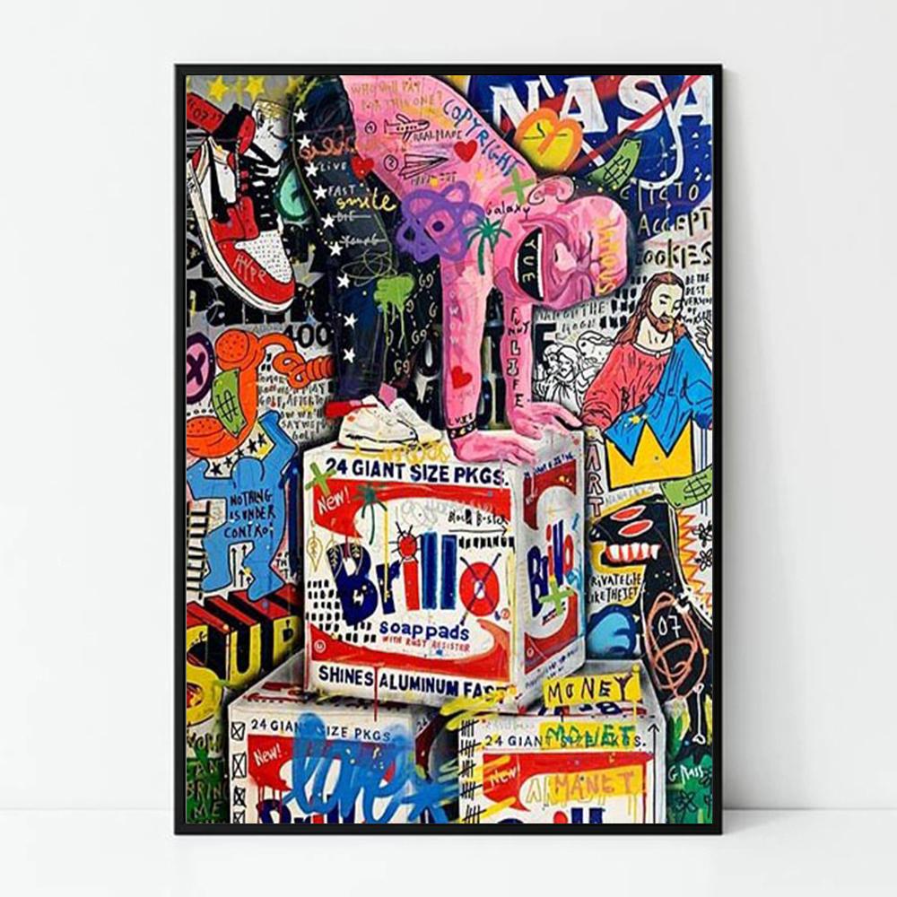 Street Graffiti Style Wall Art Poster Fashion Mona Lisa Lady Liberty Home Room Decor Canvas Painting Mural Picture Print Artwork