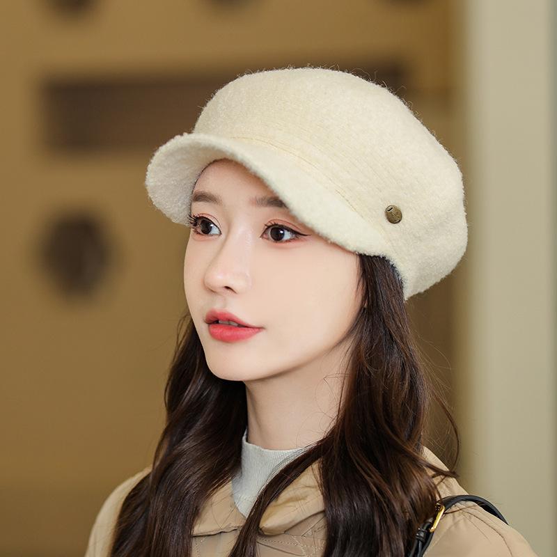 Берет шляпа женская осень зима легкая роскошная смесь показать лицо маленькая мода англия ретро шляпа