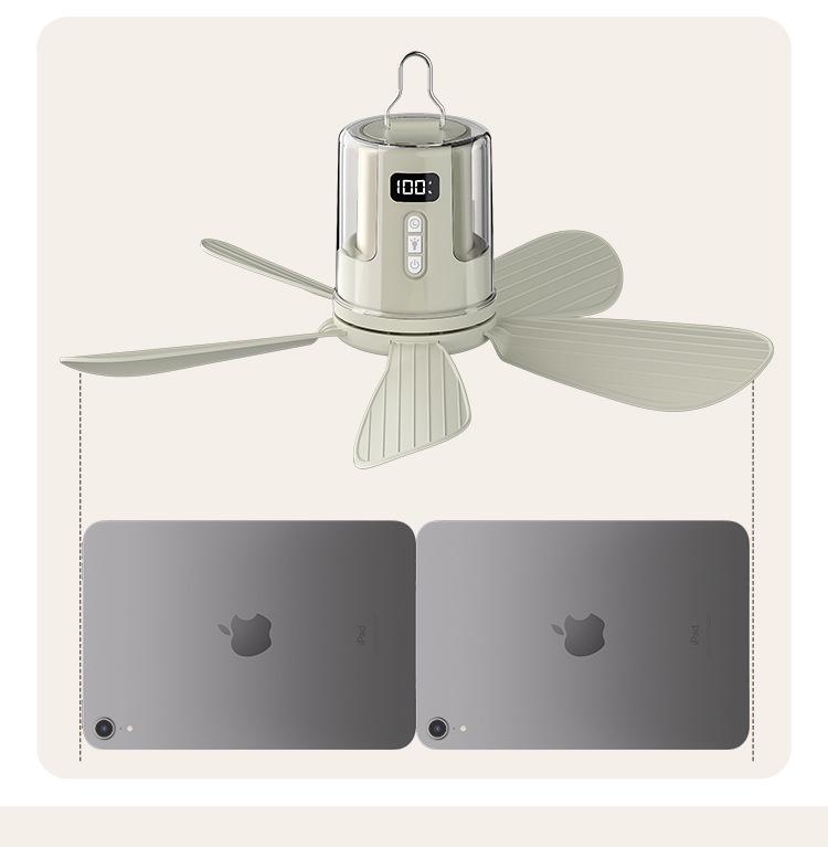 Rechargeable Silent Ceiling Fan with USB Night Light for Dorms and Outdoor Camping