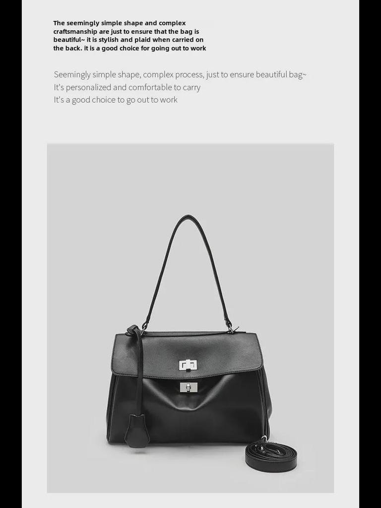 Женская вместительная черная сумка-мессенджер — модная сумка через плечо на осень/зиму 2024 года для поездок на работу.