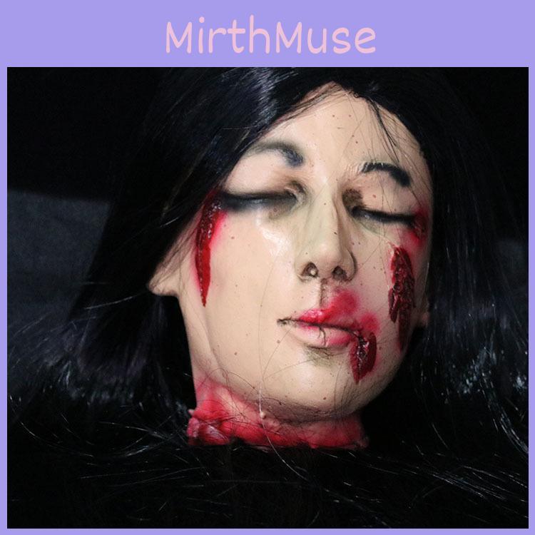 Барный декор в стиле хоррор с фальшивой женской головой для мероприятий в доме с привидениями и квест-комнатах