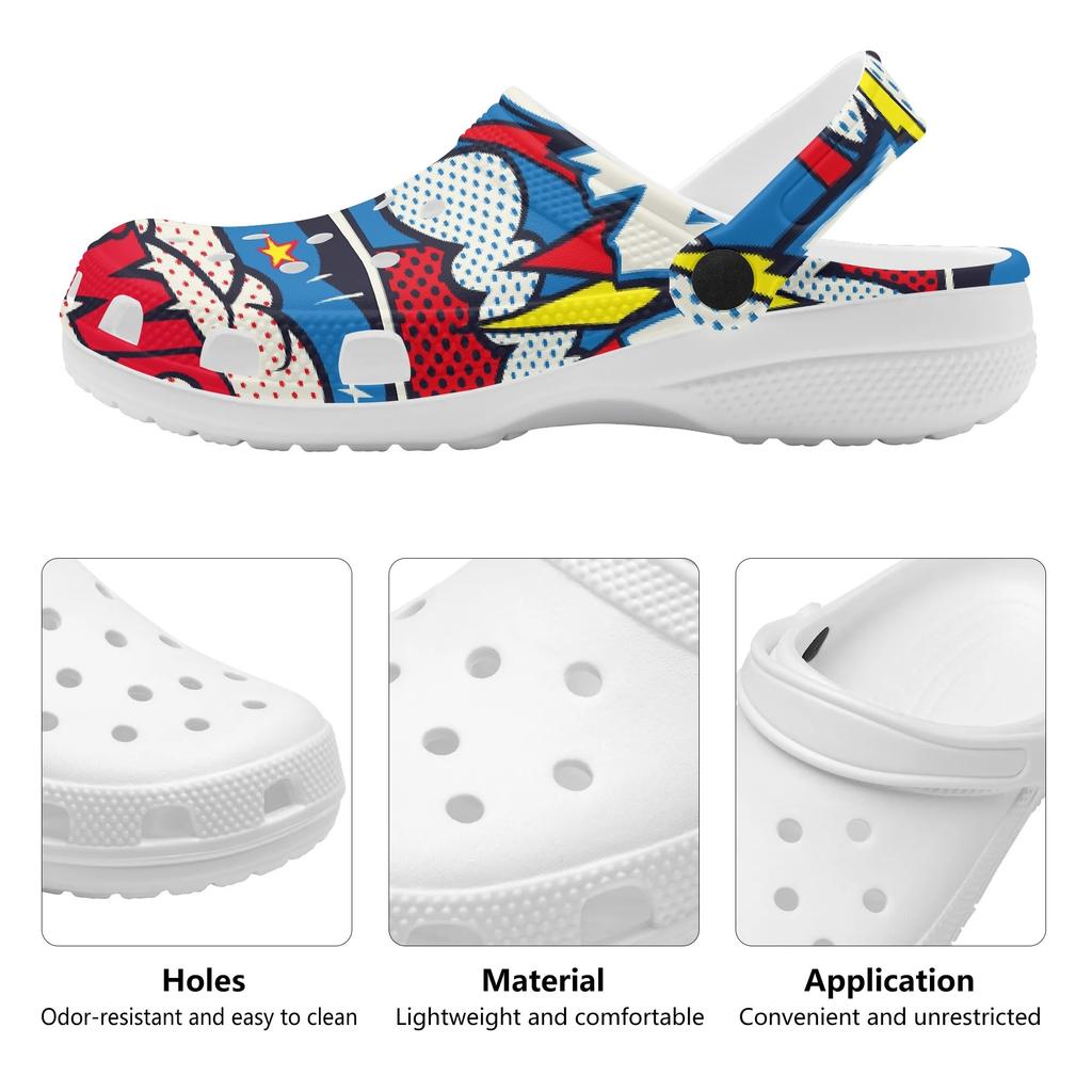 Color Print EVA Garden Clogs Women Men Lightweight Breathable Slip On Shoes Beach Pool Bathroom Home Sandals Home Outdoor Use