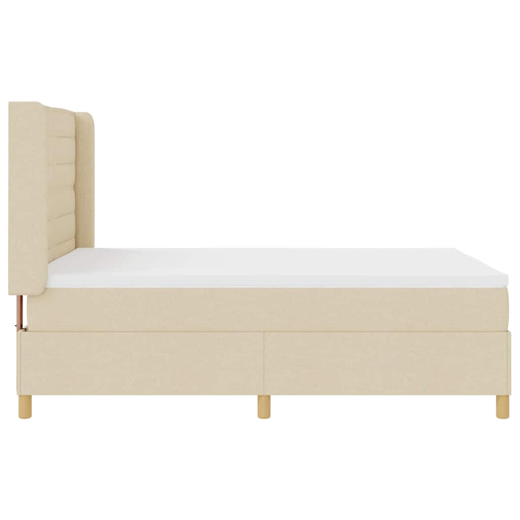 Box Spring Bed with Mattress Cream 160 x 200 cm Fabric