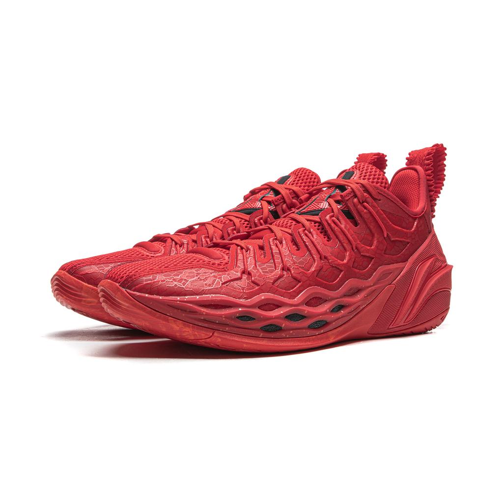 Li Ning Buckets Амортизация Скользкая подошва Дышащие Низкие Баскетбольные кроссовки Мужские Красные ABAV051-7