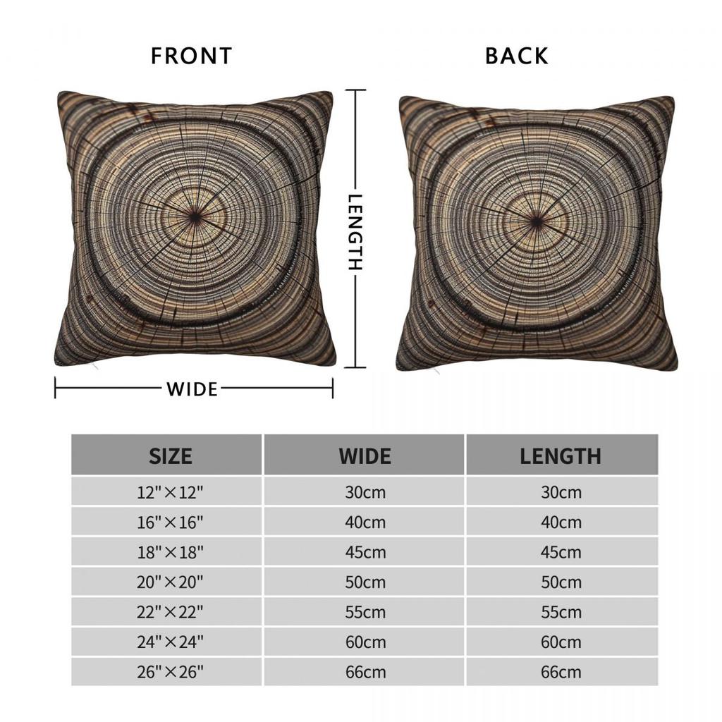 Wood Grain Rings Concentric Circle Square Pillowcase Polyester Linen Velvet Pattern Zip Decorative Throw Pillow Case Sofa Cover