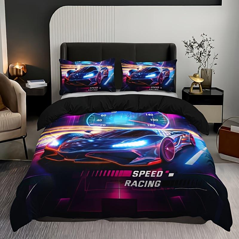 Race Car Bedding Sets Sports Car Duvet Cover Sets With Pillowcases For Teenagers Kids Boys Cool Bedroom Decor