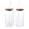 16 унций стеклянная чашка с крышкой и прозрачной трубочкой чашка для чая с пузырьками стеклянная пивная банка молочные чашки мокко набор кружка для завтрака посуда для питья