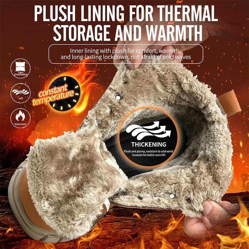 2026Fashion Winter Warm Men's Work Safety Boots Waterproof Sturdy Steel Toe Shoes Sports Shoes Safety Protection Cold Prevention