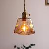 Retro Brass & Glass Bedside Lamp - Single Head Chandelier for Bedroom, Restaurant, Bar, or Store Entry.