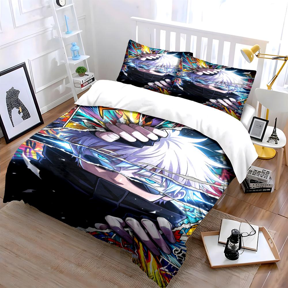Anime Character Bedding Set with Colorful Design Bedding set (1 duvet cover, 2 pillowcases, duvet not included)