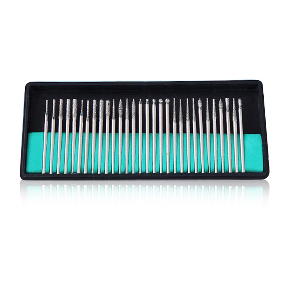 Набор алмазных маникюрных бит, 30 штук в пластиковом боксе