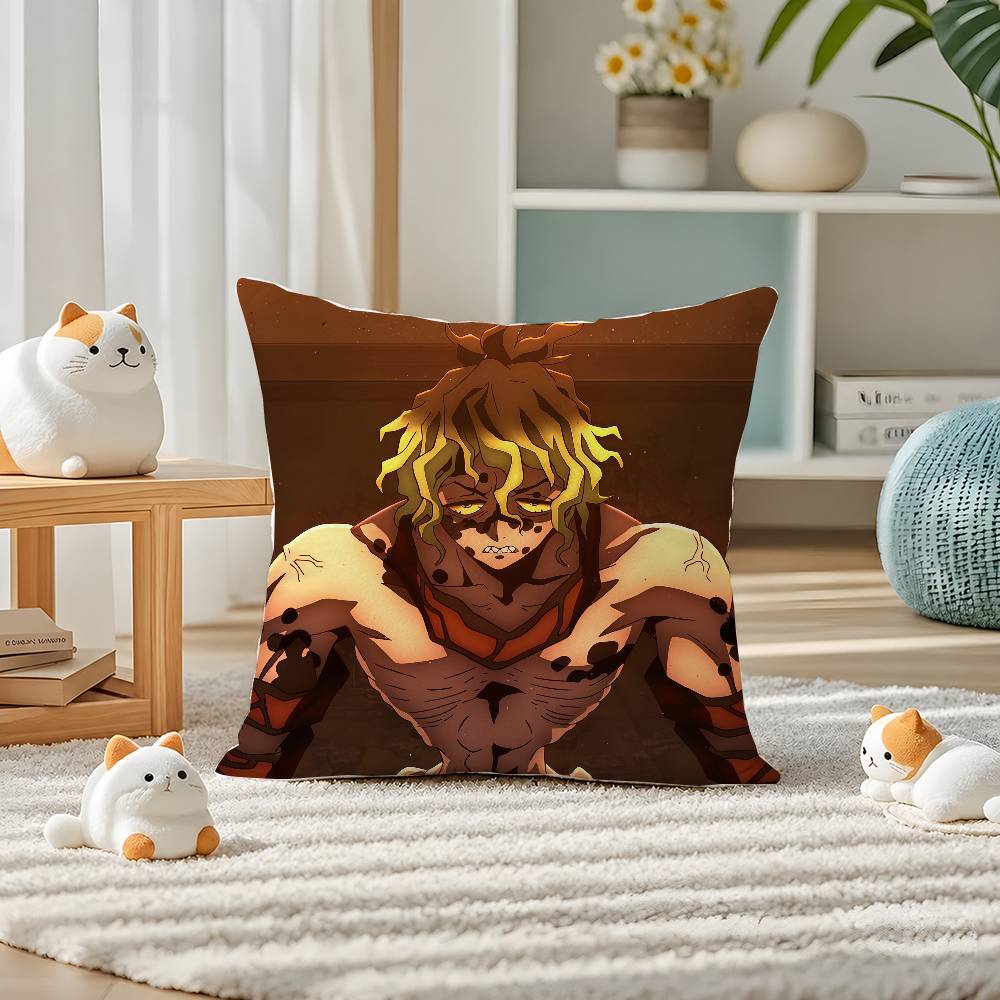 Demon Slayer Kamado Nezuko Anime Plush Pillow Cover Soft Short Plush Cushion Cover For Sofa Bedroom Home Decor Gift Decoration