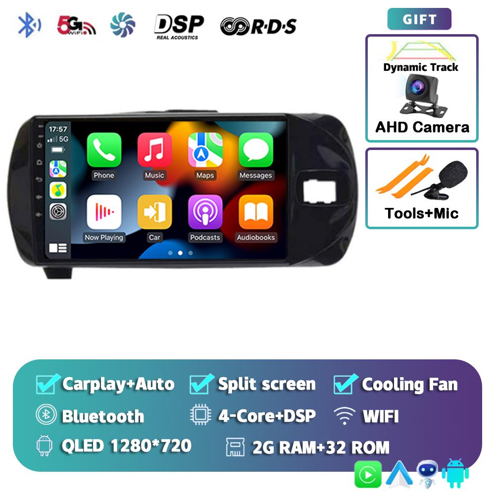 Android 14 Carplay для Toyota Vitz 3 XP130 2014 2015 2016 2017 2018 2019 Автомобильный радиоприемник Мультимедиа Видеоплеер Навигация GPS Стерео