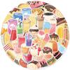 50Pcs Cartoon Designs Hand-painted Gourmet Drink Cups Stickers Waterproof Pvc Laptop Suitcase Refrigerator Skateboard Decoration Stickers