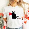 Футболка «Черный кот с ножом», Футболки для влюбленных, Парные футболки, Лучшие парные футболки, Футболка для влюбленных, Наряды с черным котом и сердечками