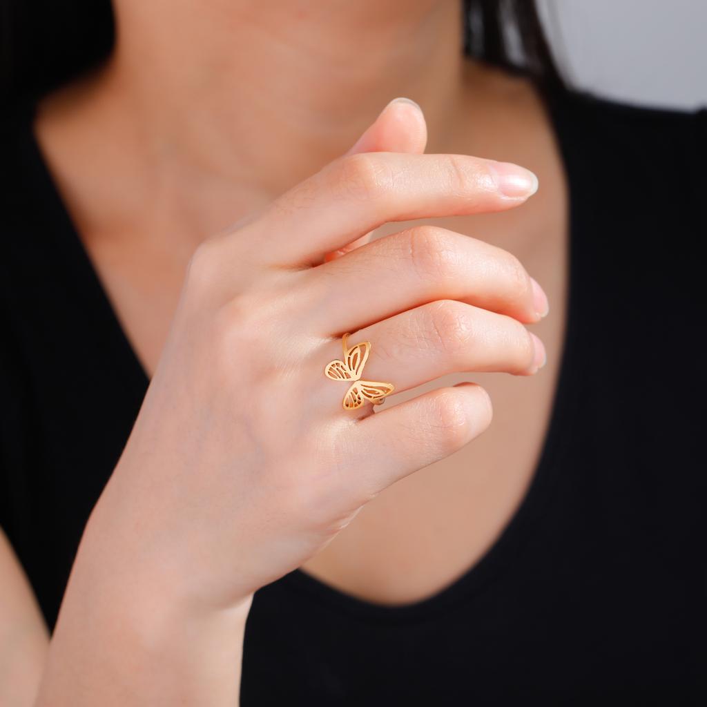 Cazador Adjustable Butterfly Women's Ring Gold Color Stainless Steel Finger Rings Jewelry Trendy Wedding Birthday Gift Wholesale
