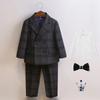Boys Suit Set Fashion Plaid British Style School Kids Host Performance Costume Flower Children Wedding Outfit Toddler Birthday Formal Wear