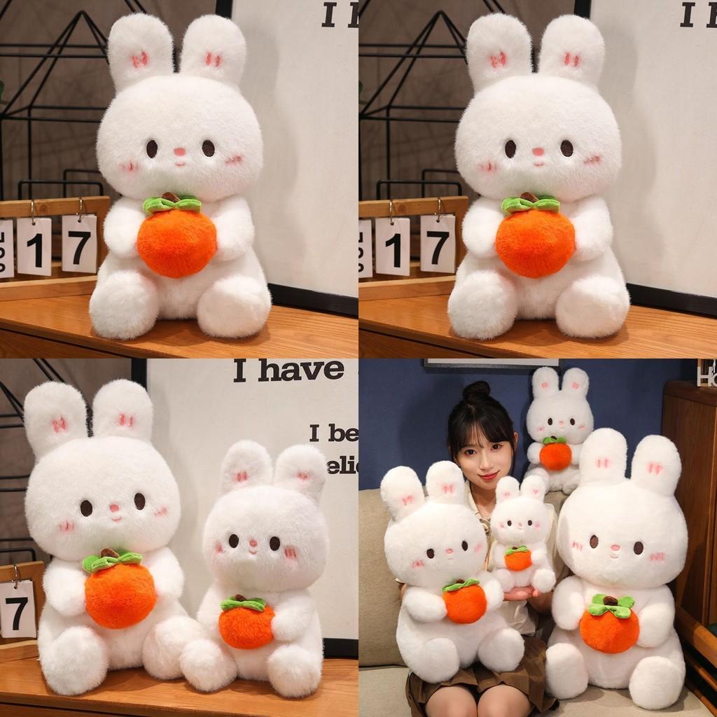 Plush Cute Rabbit Doll With Embracing Persimmon Decorations For Gift Kids