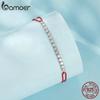BAMOER 925 Sterling Silver Simple Red Rope Bracelet Shiny Zircon Tennis Bracelet for Women Lucky Fine Jewelry Gift