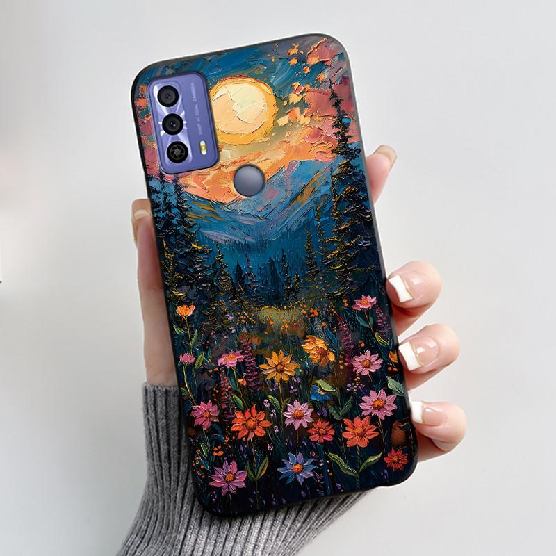 New Design Case For TCL 20B (6159K) Fashionable Black Love Pattern Shockproof Protective Cover Soft Silicone Black Case