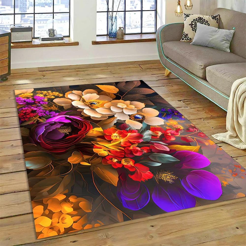HD Pretty Flower Daisy Rose Chrysanthemum Carpet Rug для дома, гостиной, спальни, дивана, коврика для двери, декора, детский коврик, нескользящий коврик