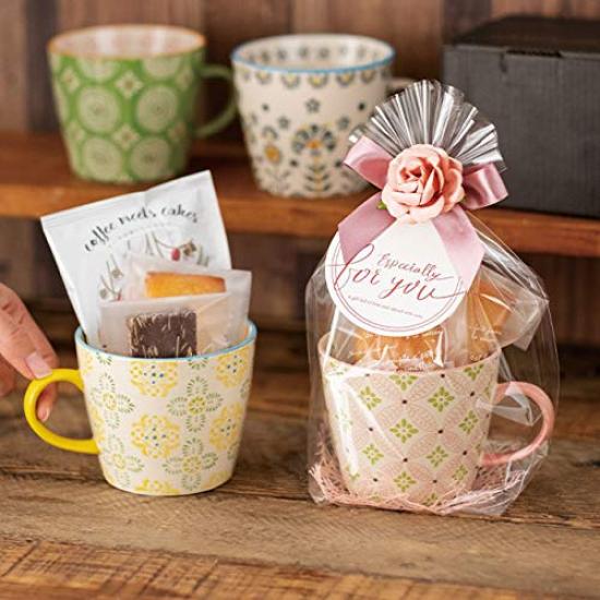 HEADS Ручная работа Искусство x 4 штуки HNP-MUG4 Кружки, Желтый, 11.5 7.5 см,