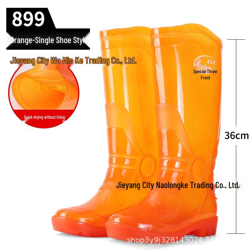 Мужские высокие резиновые дождевые ботинки песочного цвета, быстросохнущие - Водонепроницаемые, Нескользящие, Без сетки